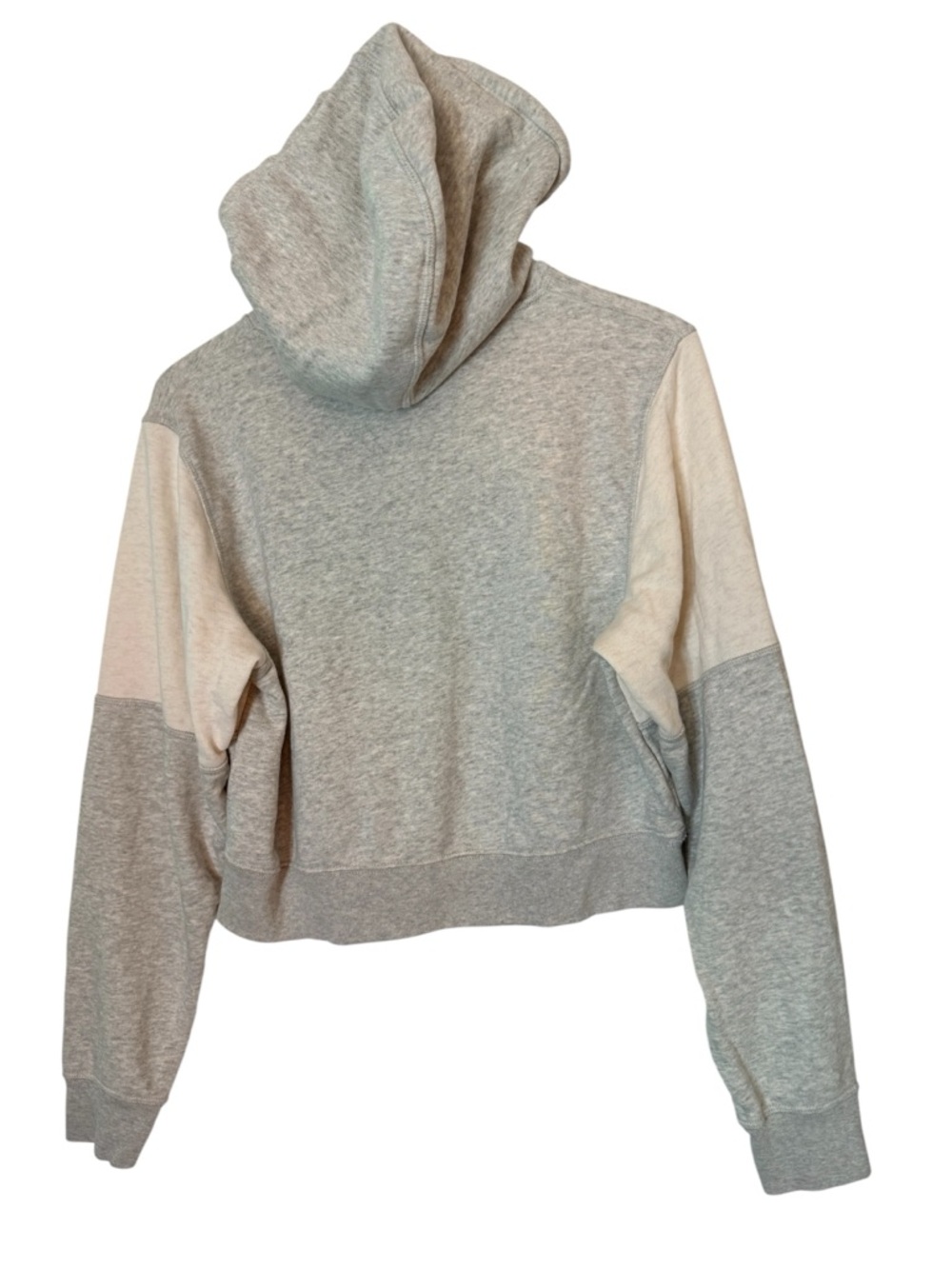 Nike Cropped Hoodie Women’s XS Gray Cream Colorblock Multicolor Logo Sweatshirt - Picture 3 of 8